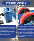 Beefy 4400Lb Welding Turning Rolls Linkage Roller 110V Electric Tank Positioner For Pipe And Tank Welding, Adjustable Diameter 2 To 59 Inches, PU Wheel Support, Heavy Duty Pro Grade Equipment. Control box and PU roller close-up