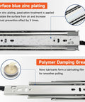 Beefy Heavy Duty Drawer Slides With Lock For 22 Inch Drawers, Full Extension Side Mount Rails, zinc plating and damping grease