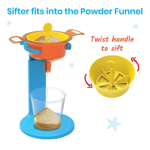 Starter Science Funnels Set For Kids Hands On Science Lab Equipment Sand Sifter and Water Table Toys with powder funnel sifter