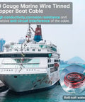 Beefy 10 Gauge Wire 50 Ft Black And 50 Ft Red Tinned Copper 2 Conductor Electrical Cable for marine use with cruise ship docked.