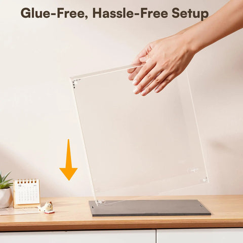 Crystal Clear Acrylic Display Case For Collectibles With Dust Proof Protection Easy Snap Assembly Stackable Design Plastic Base Perfect Showpiece For Wooden Puzzles And Model Kits, clear acrylic case being assembled