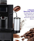 Fully Automatic Espresso Coffee Machine With Built In Grinder And Frother Drip Brewer for Lattes, showing dual-use mode and grinder.