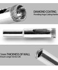 Close-up of 15 Pack Heavy Duty Diamond Drill Bits showing diamond coating and 1mm wall thickness for durability.