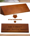 Two Pack Blank Wood Name Plates For Desk In Walnut Finish, DIY Customizable Name Plaques For Office Or Classroom, top view