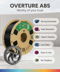 High-Strength ABS 1.75mm Filament For 3D Printers, Heat Resistant And Low Warping Black 1kg Spool with features