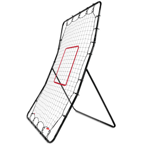 PitchBack Baseball And Softball Pitching Net And Rebounder For Fielding Practice Black And Red Durable Steel Frame With Sturdy Net