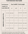 Heavy Duty Forklift Extension Pair 60 Inches Long With 5.5 Inner Width Rock Solid Industrial Steel Build For Massive Pallet Loads No Sweat Setup In Bright Yellow Size Guide Chart