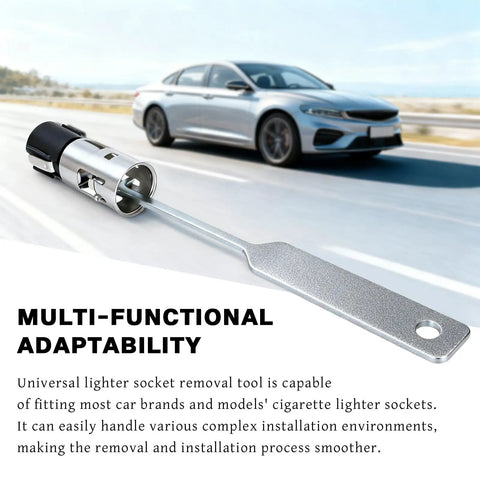 Universal Lighter Socket Removal Tool For Cars And Trucks, Quick Easy Cigarette Lighter Socket Extractor shown with vehicle
