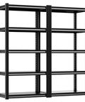 Heavy Duty Metal Storage Shelves, Five Tier Utility Rack, black steel shelving unit with open shelves for versatile storage.