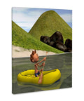 Dope Cartoon Man On Ocean Rowing Inflatable Raft Canvas Wrap 11x14 Museum Grade Gallery Ready With Hardware Premium 370gsm Photo Quality Canvas Semi Gloss Archival Finish