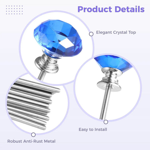 Close-up of crystal heads, metal rods, and threads from 60-Piece Go-To DIY Garden Hardware Kit With 8-32 Inch Threaded Rods.