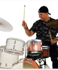 Man playing Portable Air Drum Kit With Low Latency Camera For Real Drum Feel Quiet Practice Play Anytime Space Saving Electronic Drums.