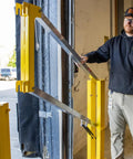 Heavy Duty Cantilever Dock Gate 12 Foot Wide Double Action Slick Pneumatic Struts in use at a loading bay