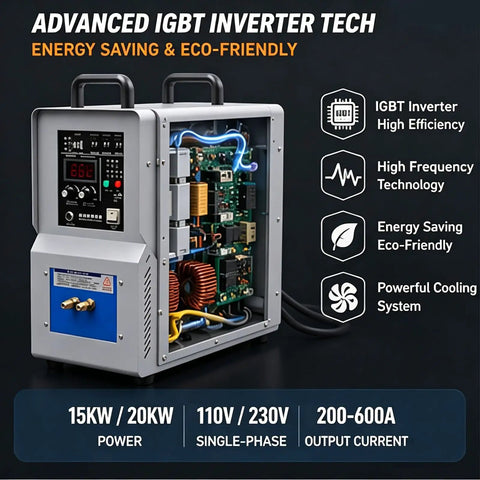 Water Cooled High Frequency Induction Heater For Metal Smelting, Knife Making Brazing And Annealing System, 20Kw with IGBT inverter technology.