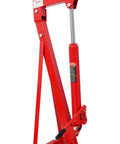 Heavy Duty Folding Engine Hoist And Cherry Picker Shop Crane With 1500 Lbs Capacity hydraulic arm detail, red painted solid steel construction.