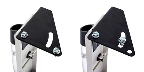 Close-up of AccuLevel RV Leveling Brackets for Fifth Wheel King Pin Boxes Front to Back and Side to Side Leveling mount