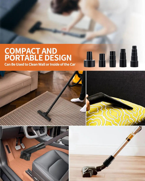 All-In-One Vacuum Hose Adapter Kit for wet dry shop vacuums compact design for home and car cleaning with universal adapters