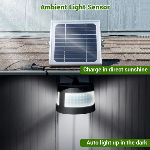160 LED Outdoor Solar Lights Waterproof No Fuss Hang Pendant With Remote Hook And 16Ft Cable on a shed roof