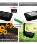Installation and features of the Two Pack Sunflower Solar Lights Outdoor Decor With 3 LED Yellow Flowers Waterproof for gardens.