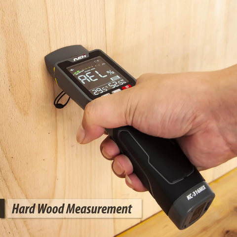 7 In 1 Moisture Meter Scanner With Pin And Pinless Modes For Drywall Cement Board Soft Wood And Hard Wood Up To 3/4 Inch Depth Quick Accurate Readings And Surface Scan For DIY Renovation, hard wood measurement