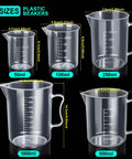 Classroom Science Kit With Plastic Graduated Cylinders And Beakers Set showing 50ml 100ml 250ml 500ml 1000ml beakers, clear lab gear