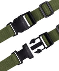 Beefy 2 Pack Luggage Straps With Quick Release Buckles, Heavy Duty 1 Inch Nylon Straps For Backpacking, Sleeping Bag Compression, Camping And Hiking, 48 Inch Length, Army Green Not For Towing, showing close-up of buckles and nylon straps.
