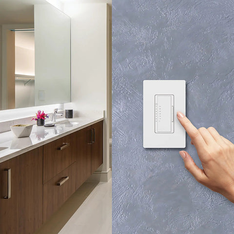 Person using Set It And Forget It Countdown Timer Switch For Fans And Lights, 3A 150W LED Ready in a bathroom setting