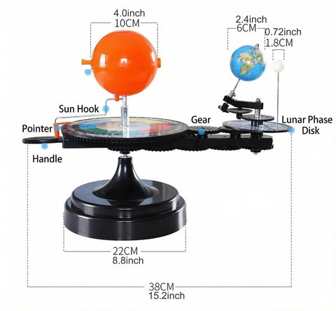 Hands On Solar System Model Kit For Kids Sun Earth Moon Rotation Educational Planetarium Project For STEM Learning Kid Friendly Realistic Night Sky Demo With Seasons And Solar Terms Guide, 38cm model