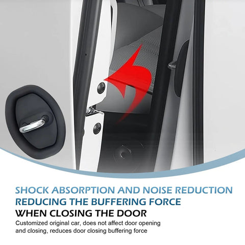 Upgrade Your Whip With These Sick Silicone Car Door Latch Covers To Kill The Loud Clunks And Keep The Ride Quiet Universal automotive lock protectors installed on a car door.
