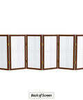 Back view of Grab-And-Go Walnut 2 Ft Desktop Double Cross Shoji Screen, 6-Panel Privacy Divider with rice paper and spruce frame