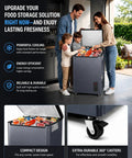 Family enjoying the 7.0 Cu Ft Compact Chest Freezer Energy Efficient Low Noise Cold Storage opening with various foods inside.