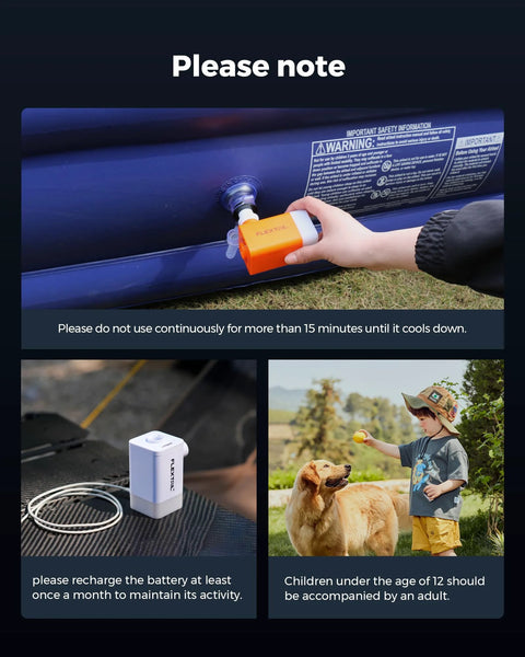FLEXTAILGEAR portable orange air pump inflating a blue inflatable via its valve