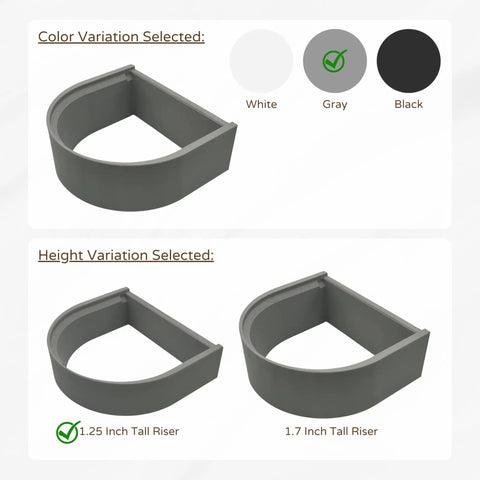 Drip Tray Mug Riser Designed For Coffee Makers To Cut Splashes Cup Stand in gray, 1.25 inch tall shown next to 1.7 inch option