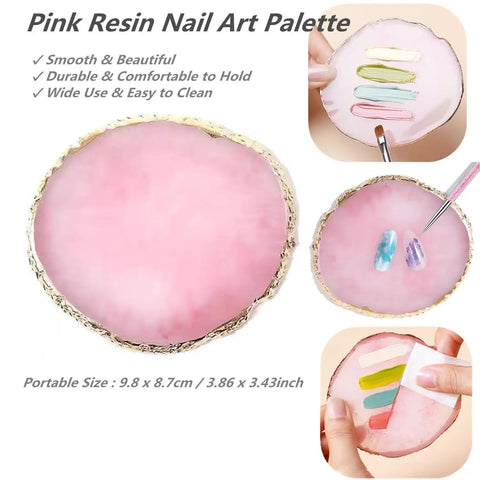 21 Piece Nail Art Kit With Resin Palette Dotting Pens And Brushes For Acrylic Nails And Nail Art Includes pink resin palette