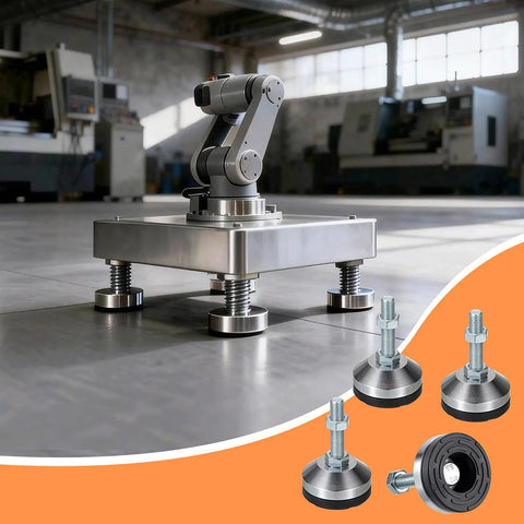 Heavy Duty M12 Leveling Feet Set Offering Rock Solid Stability For Cnc Machines And Workbenches Built Tough To Handle 3200 Lbs on robotic base.