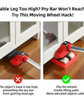 HQO LOVL Furniture Glider Kit with Four Carbon Steel Slides for Sofa Fridge Moving - Easy Lifter Tool Set shown using a pry bar and wheel pads.