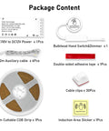 Package content of Under Cabinet LED Light Strip Kit 16.4Ft Cuttable Warm White 3000K with accessories and installation tools