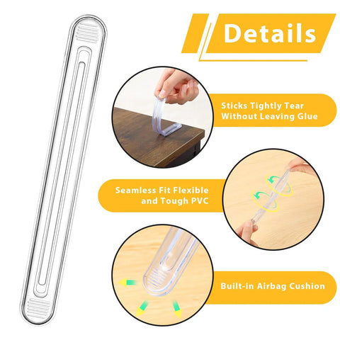 Six Pack Long Rubber Clear Wall Protectors With Self Adhesive Silicone Bumpers showing adhesive strip application detail