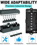 7 Way Trailer Junction Box Kit 2 Pack For RVs, Trailers, And Cars, Waterproof And Weatherproof Electrical Connector Organizer With Color Code Terminals, Durable 7 Terminal Box For Easy Wiring, Replacement Or New Install. Exploded view, black plastic