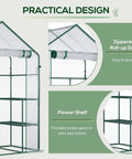 Walk-In Portable Greenhouse Kit 5x2.5x6.5 Feet With Roll-Up Door, Three-Tier Shelves, weatherproof cover, showcasing design