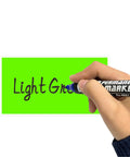 Hand writing on 3 X 5 Inch Rectangle Adhesive Color Coding Stickers Fluorescent Green 250 Count Pack With Dispenser Box
