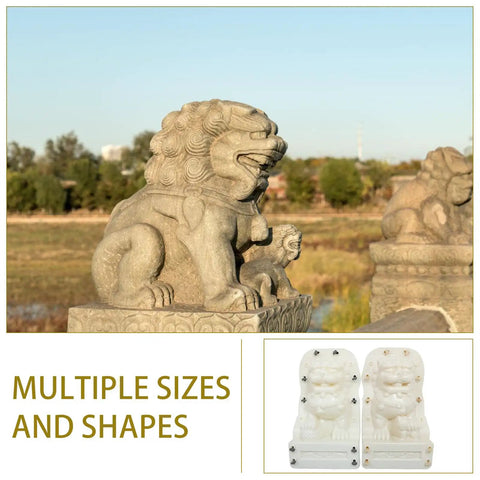 Dope Pair Chinese Lion Statue Molds for Cement or Plastic Casting Reusable Garden Guardian Lion Mold Easy to Use DIY Casting Kit