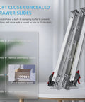 Tough As Nails Undermount Drawer Slides 6 Pair Soft Close 9 Inch showcasing noise levels and features for smooth operation.