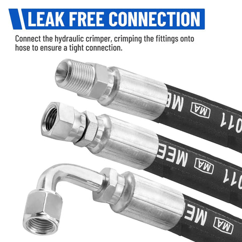 Beefed Up 3/8 Inch Hydraulic Hose Kit, 33 Ft With 16 Fittings Including JIC Female, NPTF Male And JIC 90 Degree Elbow, SAE 100 R2AT 2 Wire Braided Hydraulic Tube, High Pressure Up To 7687 PSI