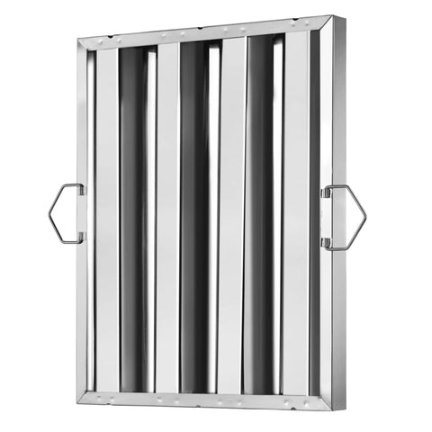 Pro Grade Stainless Steel Hood Filter Set Of 6 For Commercial Kitchens, 16 W X 20 H, Welded Type 430 Construction, frontal view