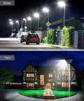 800W Solar Street Flood Light With Dusk To Dawn Sensor illuminating street and yard, IP66 waterproof for parking lot stadium garden