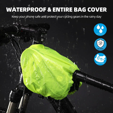 Front Frame Bag With 360 Degree Rotation Phone Holder For Bikes Waterproof Top Tube Pouch Cover in rain