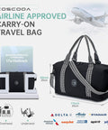 Airline Approved Personal Item Bag, Expandable 20-30L Weekender Duffel, black design, fits United 17x10x9 inch personal item limit
