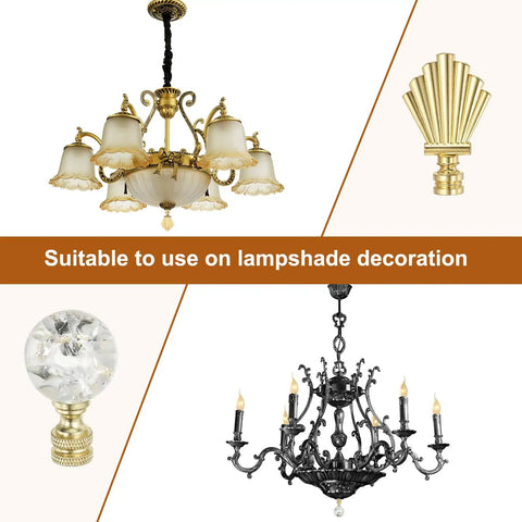 Chandeliers with crystal ball lamp finial cap for lampshade harp top 1/4-27 thread gold tone and decorative finials