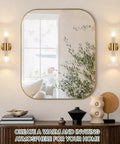 Modern Wall Sconce, Hardwired Wall Lamp for Bedroom Hallway Bathroom, Gold, displayed beside a mirror in a stylish home setting.